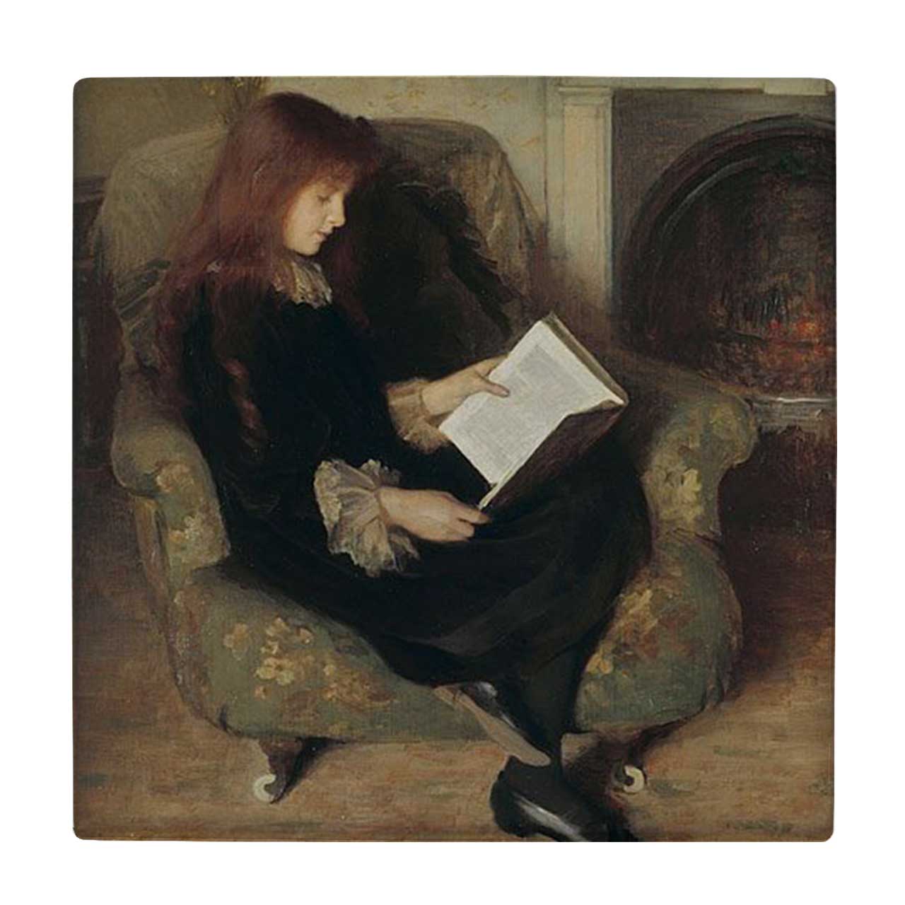 کاشی طرح نقاشی بانوی کتابخوان کد wk1054