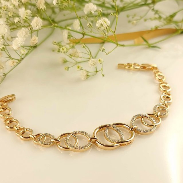 دستبندطرح طلای ژوپینگ نگین دار