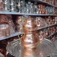 کتری و قوری مسی دسته برنجی طرح تُرک زنجان (کتری قوری نظریان)