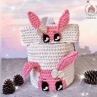 ست سطل و جا دستمال کاغذی تریکو طرح خرگوش