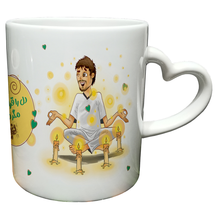 ماگ مدل دسته قلبی طرح عاشقانه کد 95