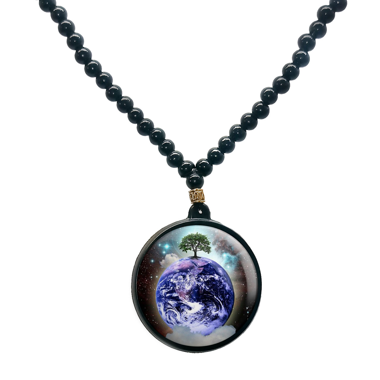 گردنبند پرمانه طرح زمین کد pmd.23484 مدل دو طرفه