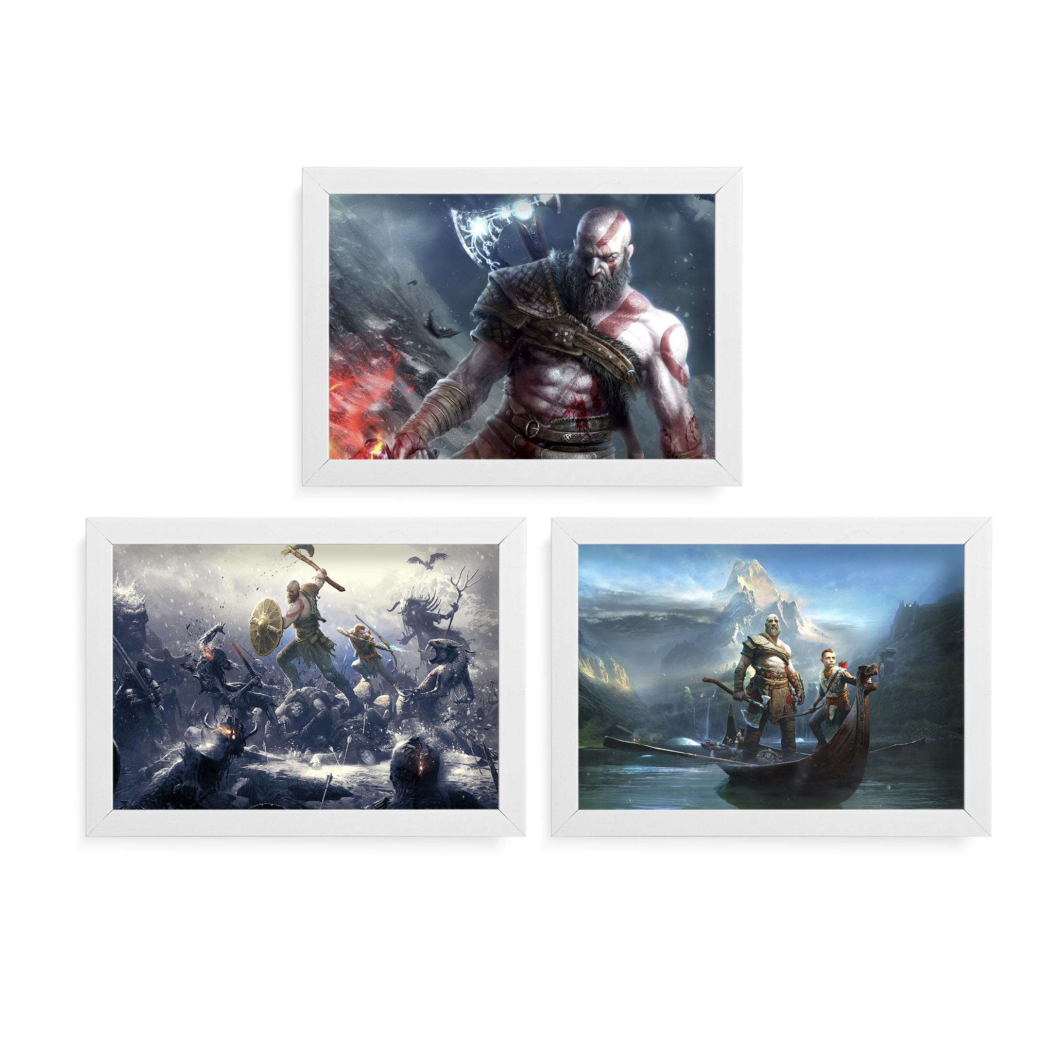 تابلو آرتیفن طرح God Of War کد 148W مجموعه 3 عددی