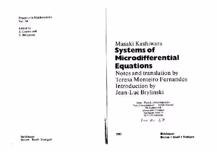 خرید و دانلود نسخه کامل کتاب Systems of microdifferential equations