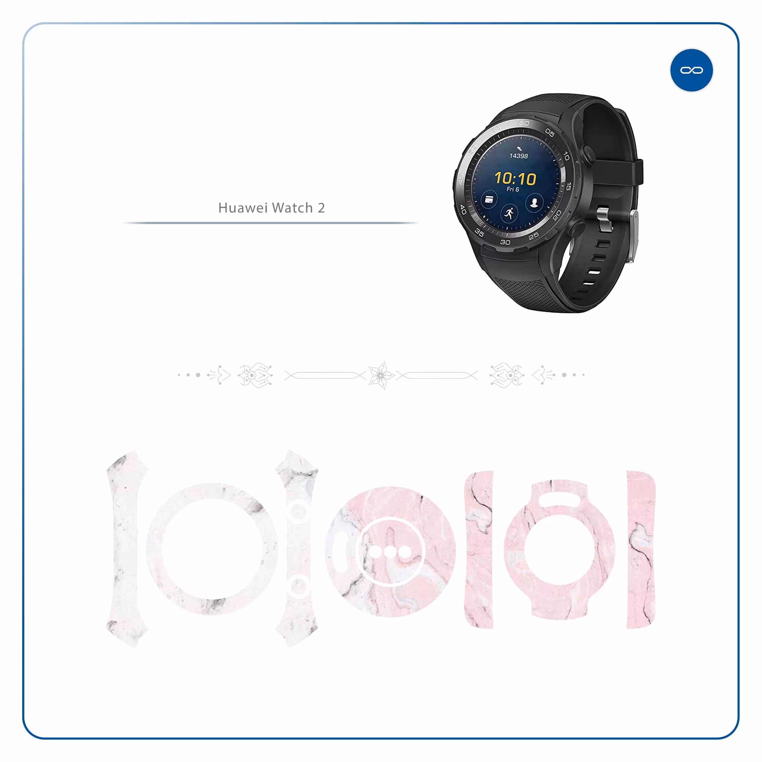 برچسب ماهوت طرح Blanco-Pink-Marble مناسب برای ساعت هوشمند هوآوی Watch 2