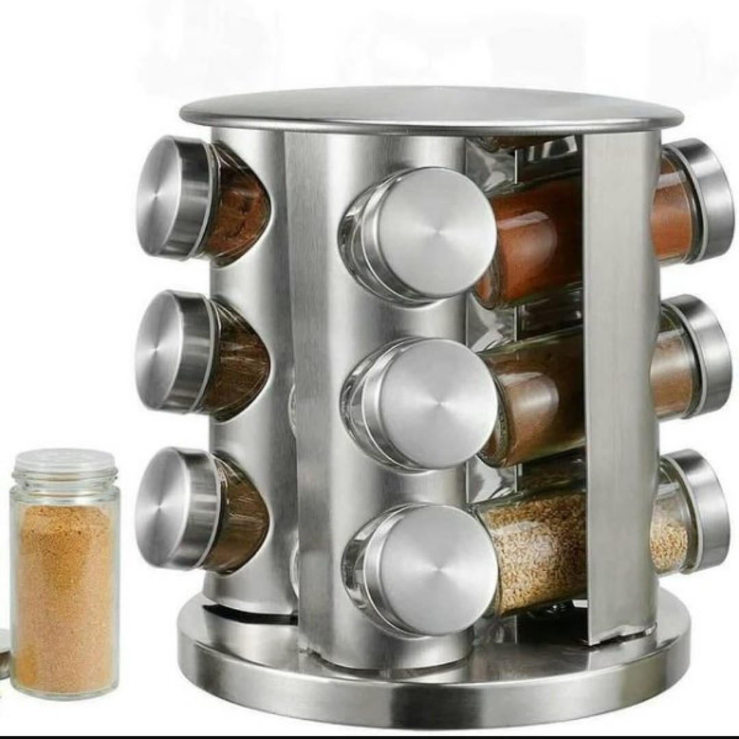 جاادویه گرد چرخشی 12 تایی (جا ادویه گرد چرخشی 12 تایی)در  دو حالت گرد و مربع