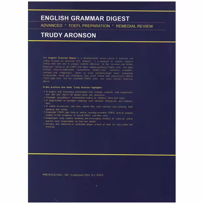 کتاب English Grammar Digest اثر Trudy Aronson انتشارات Prentice Hall