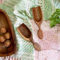 قاشق آجیل جدید چوب گردو (1 عدد) 17 سانتی مدل زریا مناسب آجیل خوری متوسط و بزرگ کد bar0055