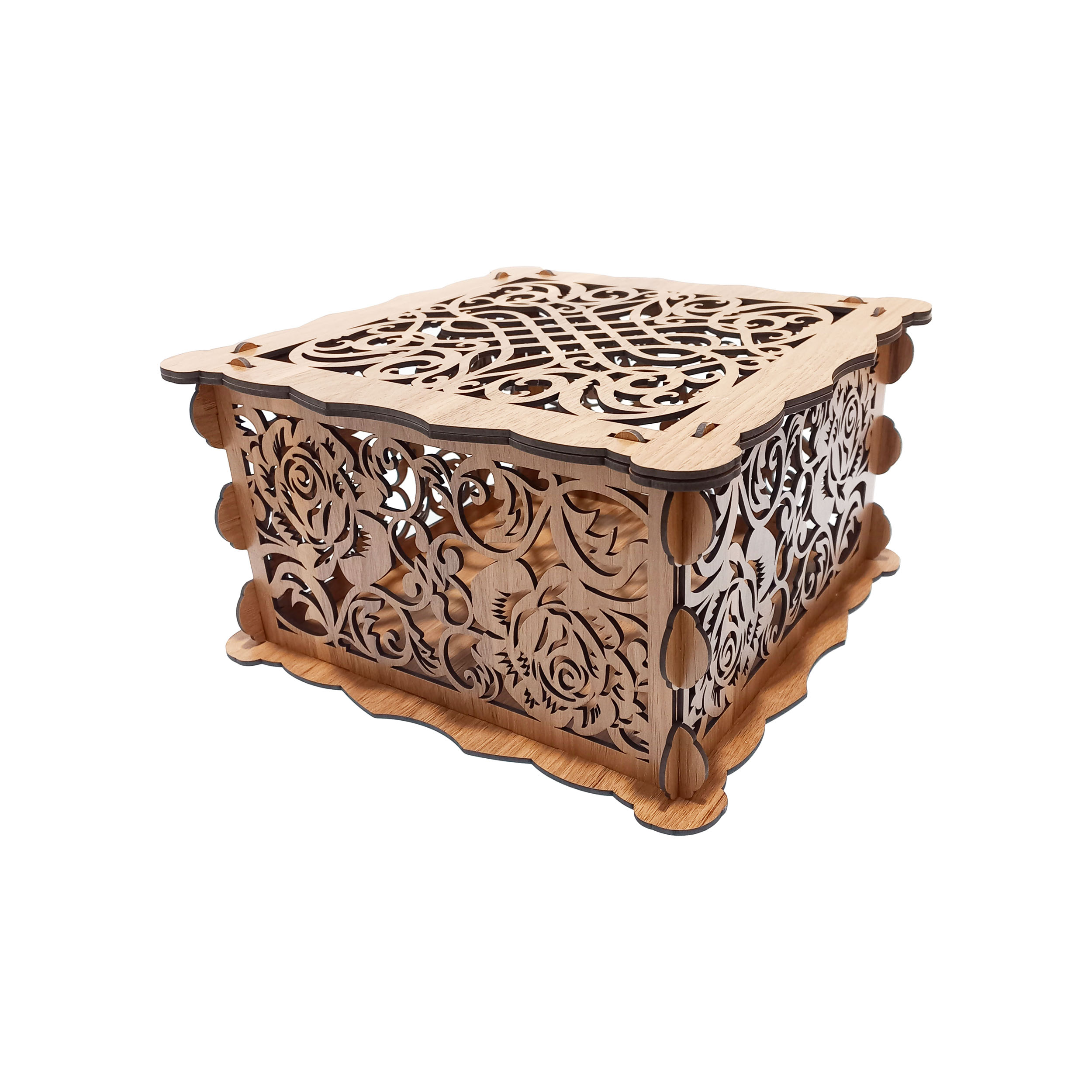 جعبه هدیه مدل چوبی طرح رز کد B51