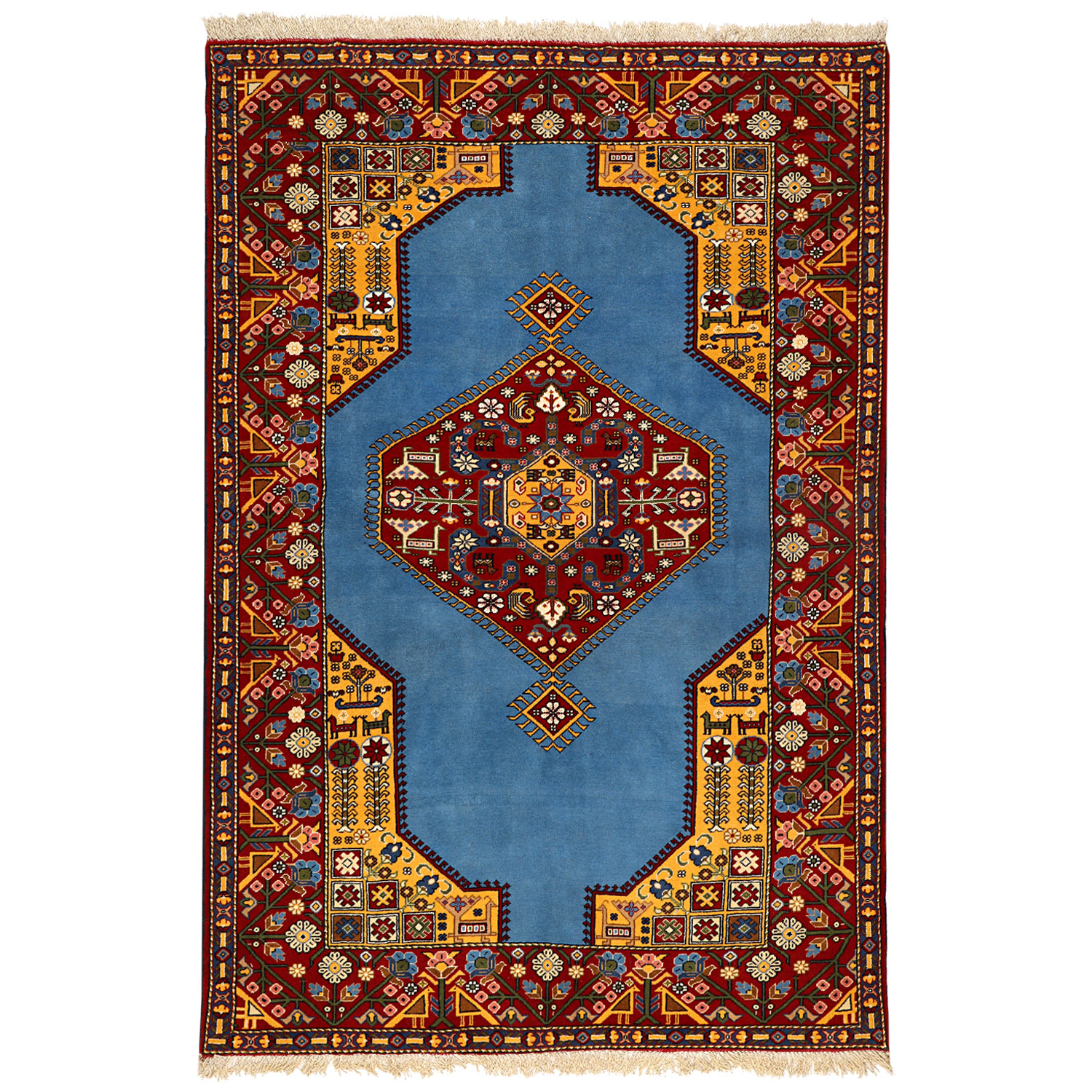 فرش دستبافت دو و نیم متری طرح لچک ترنج مدل عشایری کد 990910372