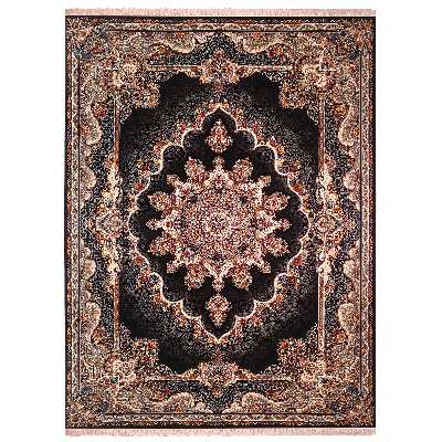 فرش ماشینی زمرد مشهد کد 2SOR38 زمینه سورمه ای