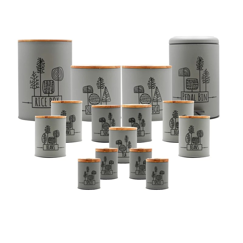 سرویس آشپزخانه 15 پارچه درب بامبو مدل Fancy بی وی کی B.V.K  طوسی 853615