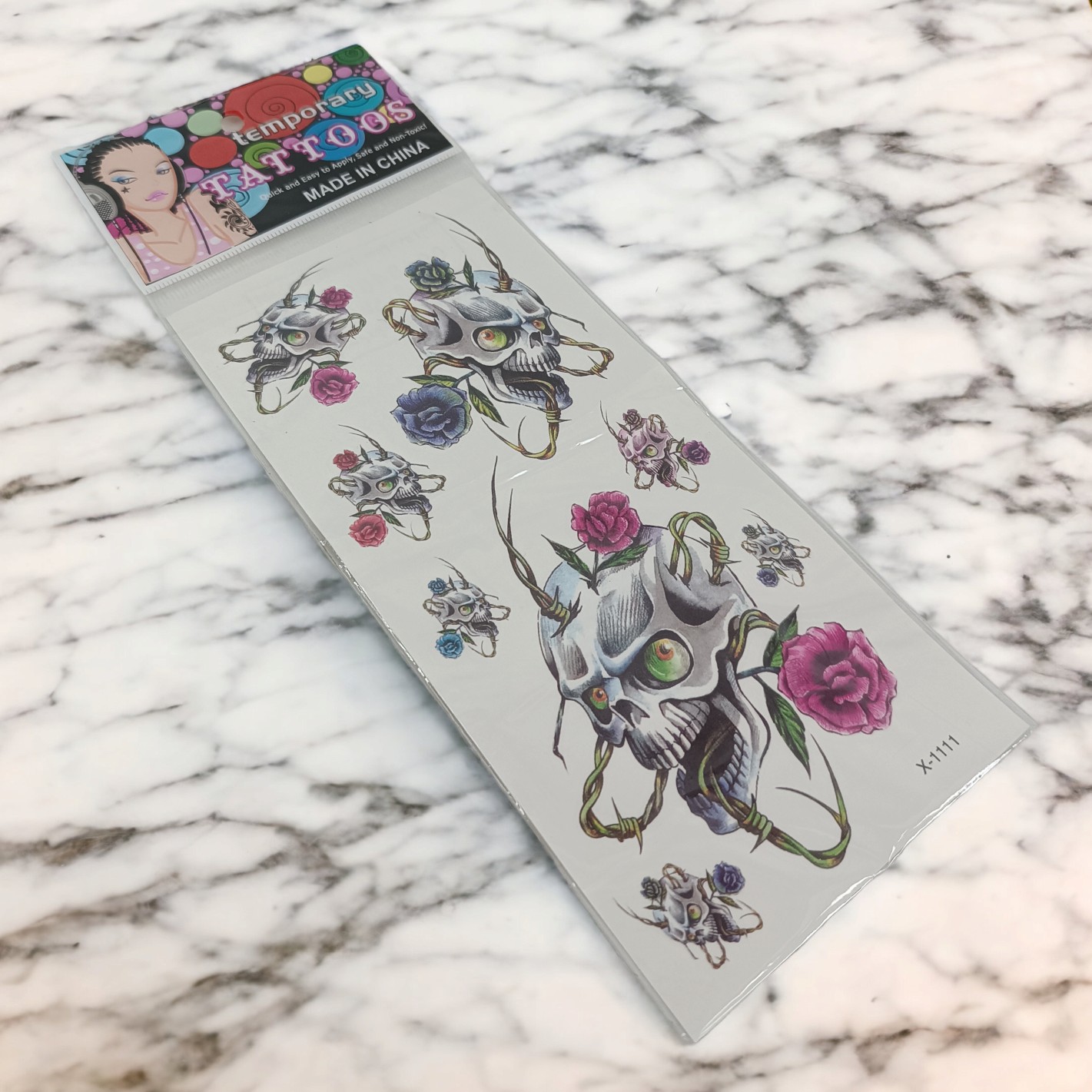 تاتو برچسبی بدن موقتی طرح اسکلت 