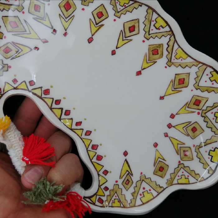 شیرینی خوری سرامیکی هیوا طرح جبه دسته دار کد 10999337