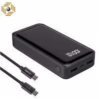 پاوربانک هترون مدل HPB2055G-100W ظرفیت 20000 میلی آمپر ساعت به همراه کابل تبدیل USB به USB-C