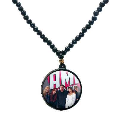 گردنبند پرمانه طرح بلک پینک کد pmd.17947 مدل دو طرفه