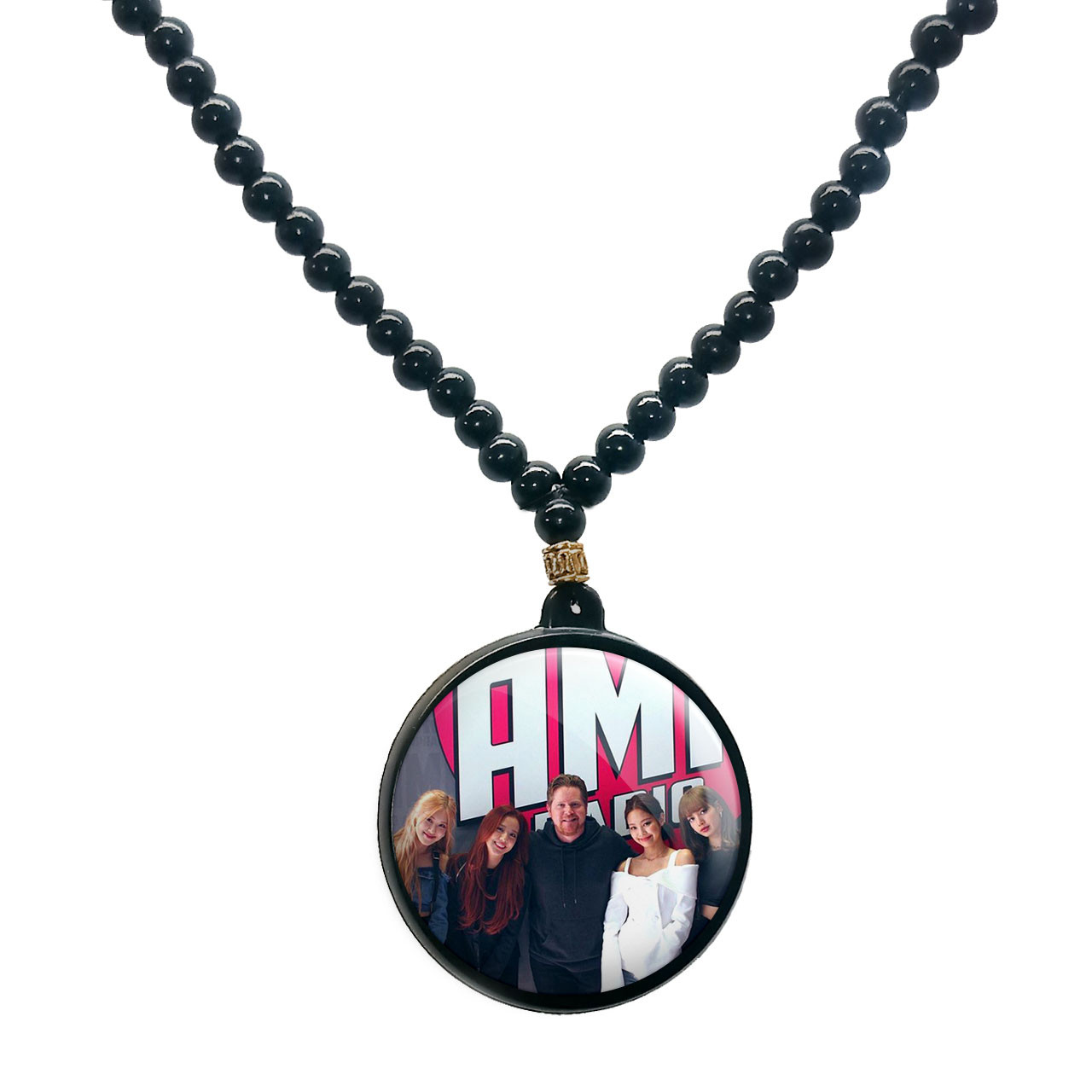 گردنبند پرمانه طرح بلک پینک کد pmd.17947 مدل دو طرفه