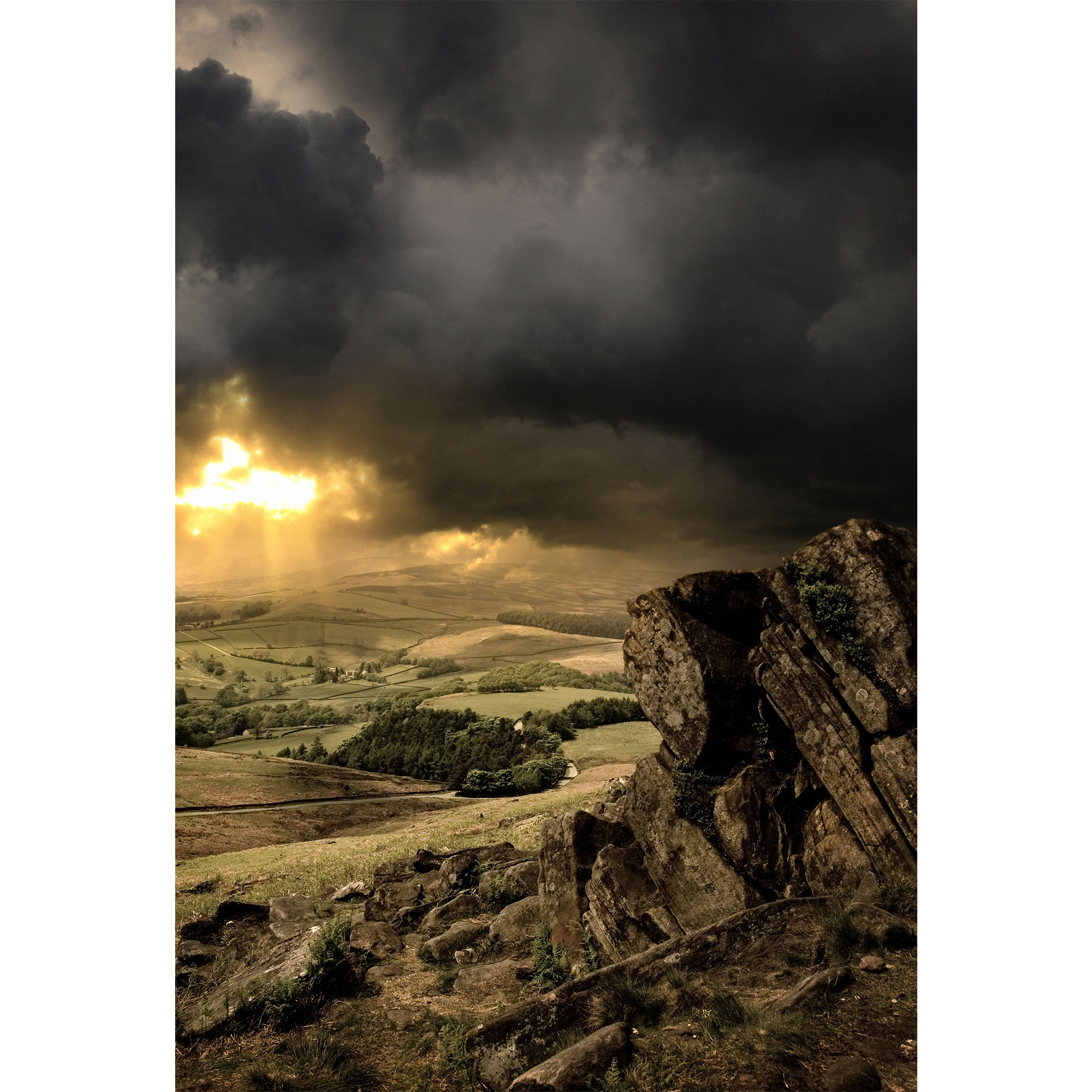 تابلو شاسی طرح طبیعت و صخره و ابر مدل T6863