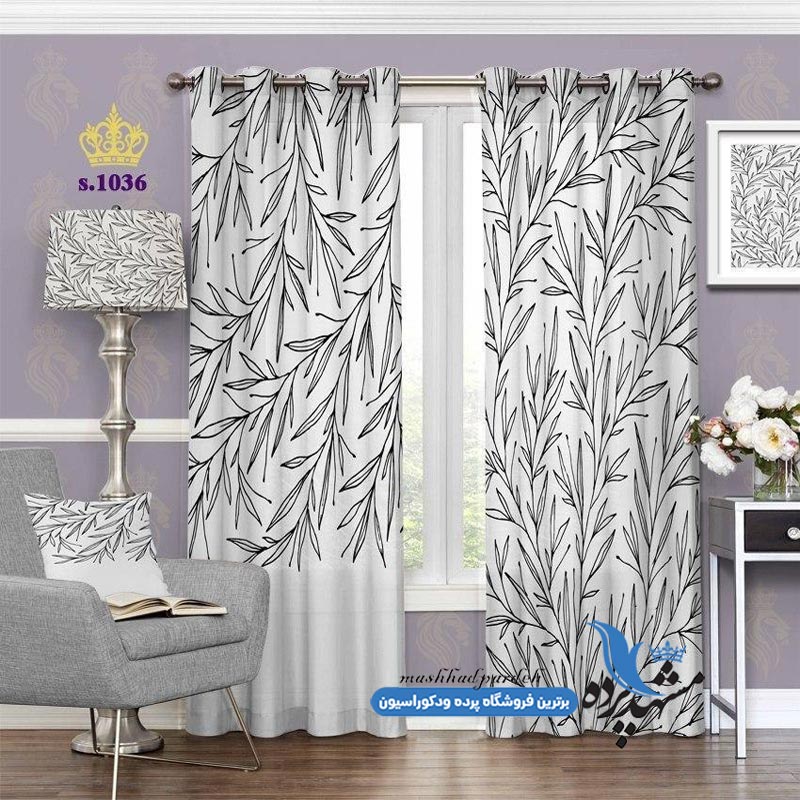 پرده پانچ فانتزی طرح شاخ و برگ درخت کد s-1036