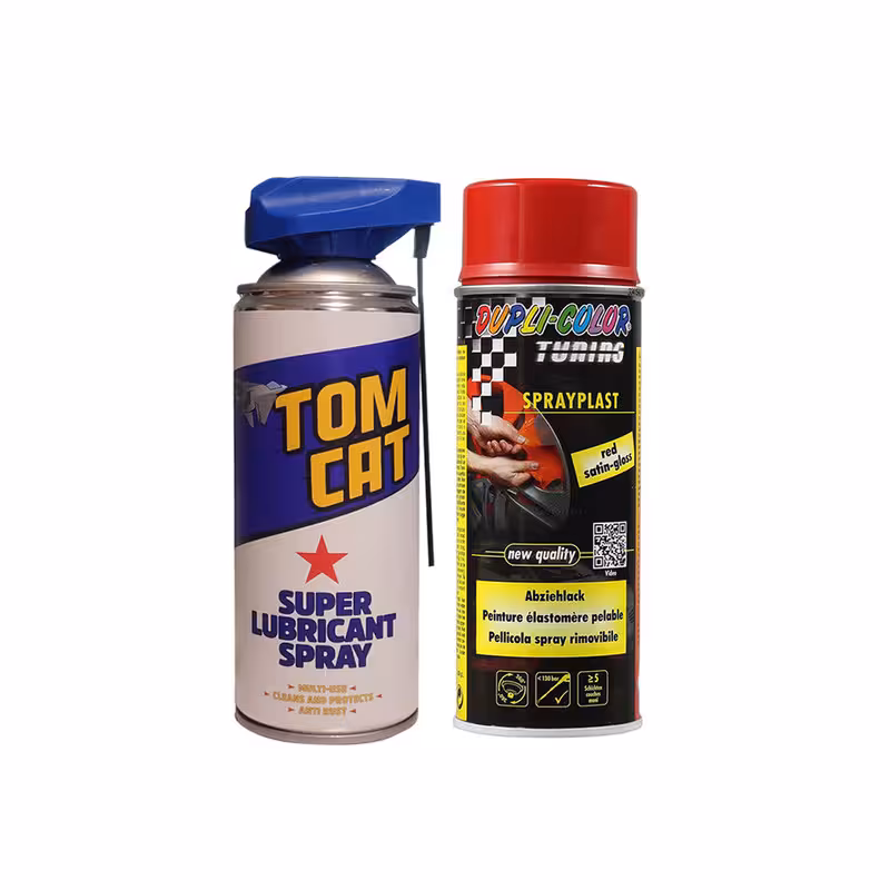 اسپری تمیزکننده چندمنظوره و رنگ رینگ جداشونده قرمز دوپلی کالر مدل spray plast حجم 400 میلی لیتر مجموعه 2 عددی