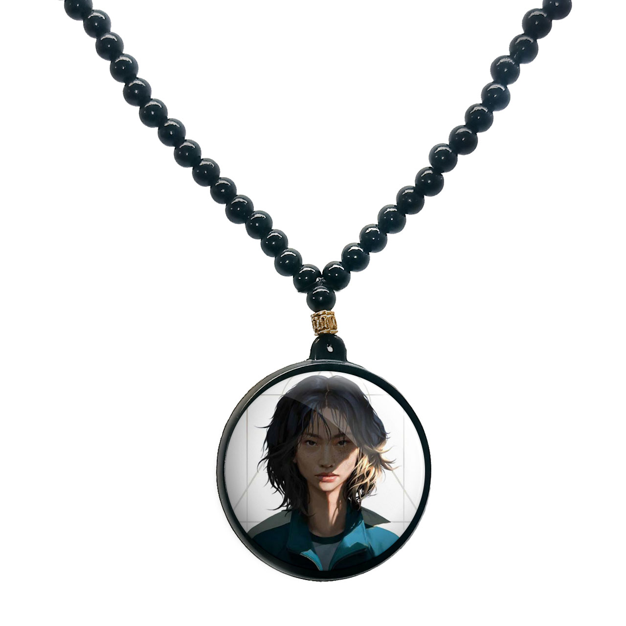 گردنبند پرمانه طرح بازی مرکب کد pmd.7869 مدل دو طرفه