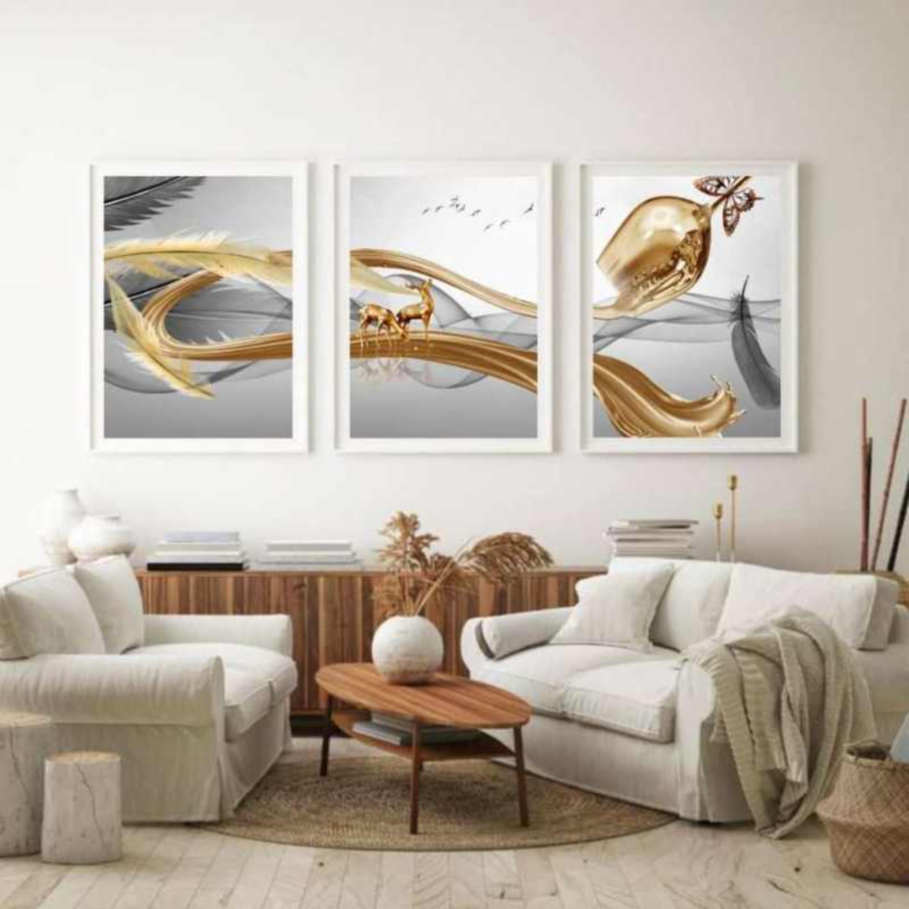 تابلو دکوراتیو مدرن کد B1212 مجموعه سه عددی سایز 30در40