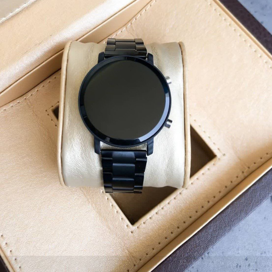 ساعت اسپرت ال ای دی دو کلید فلزی مشکی دارای تقویم وارداتی دبی 