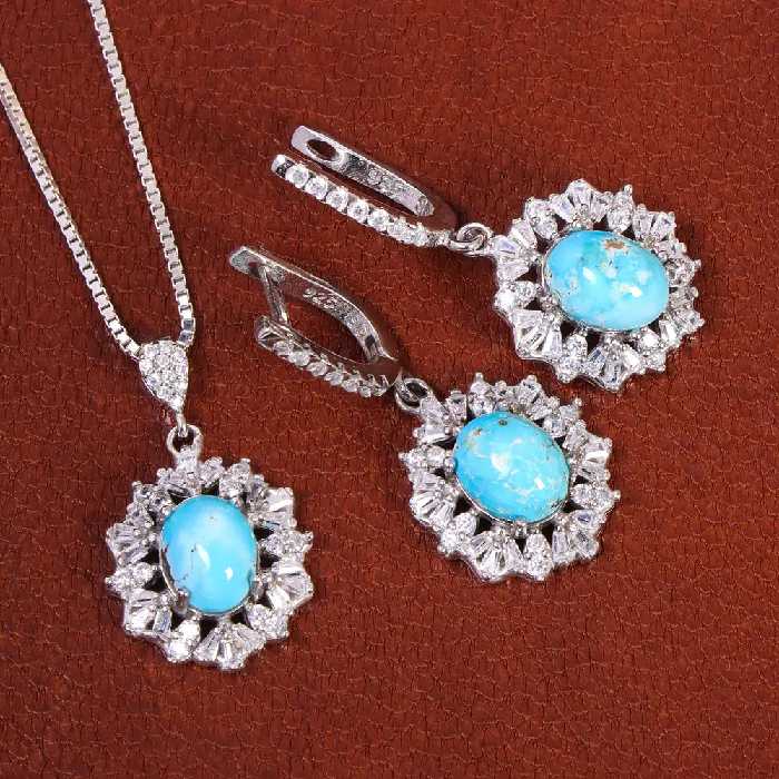 نیم ست فیروزه زنانه کد 21041 - جواهری مشاهیر