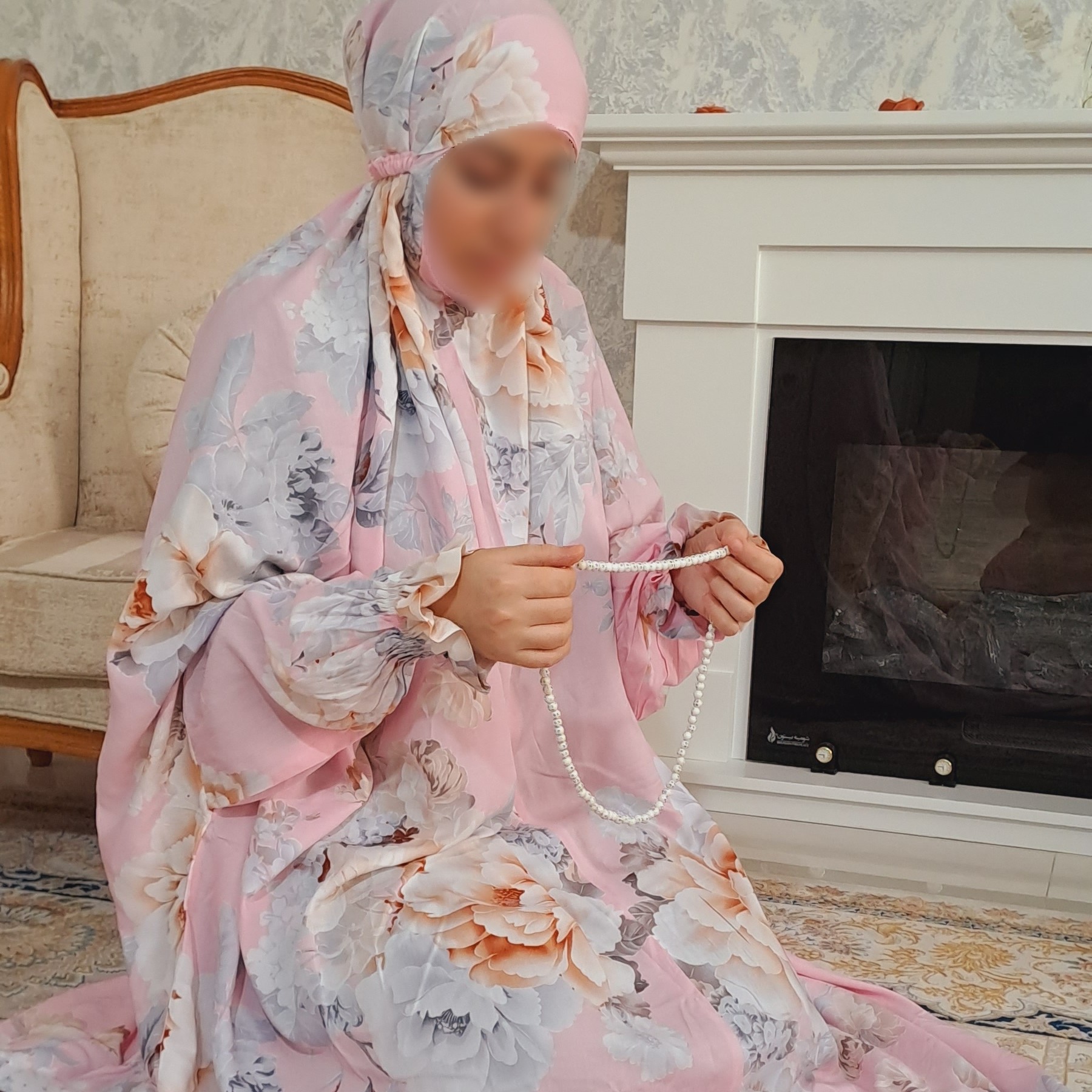 چادر نمازی آستین دار کودری تمام نخ
