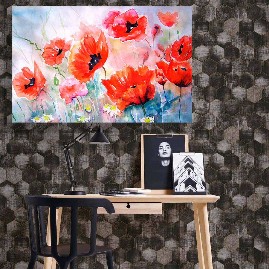 تابلو شاسی سری نقاشی های زیبا مدل گل های شقایق کد 495