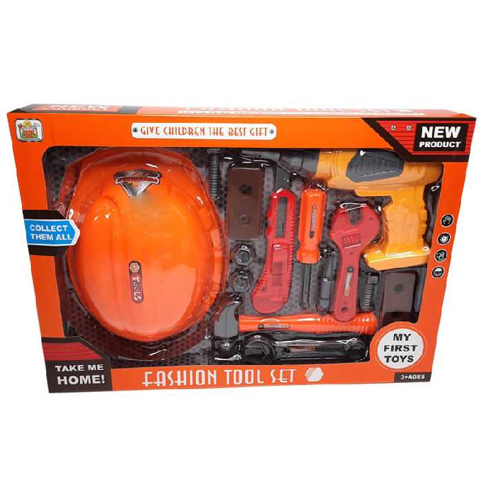 ست اسباب بازی ابزار مدل دریل و کلاه کد 76