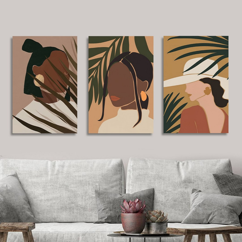 تابلو شاسی دنیای قابطرح دکوری مدرن سبک مینیمال آرت مدل SH-1492 مجموعه 3 عددی | دنیای قاب