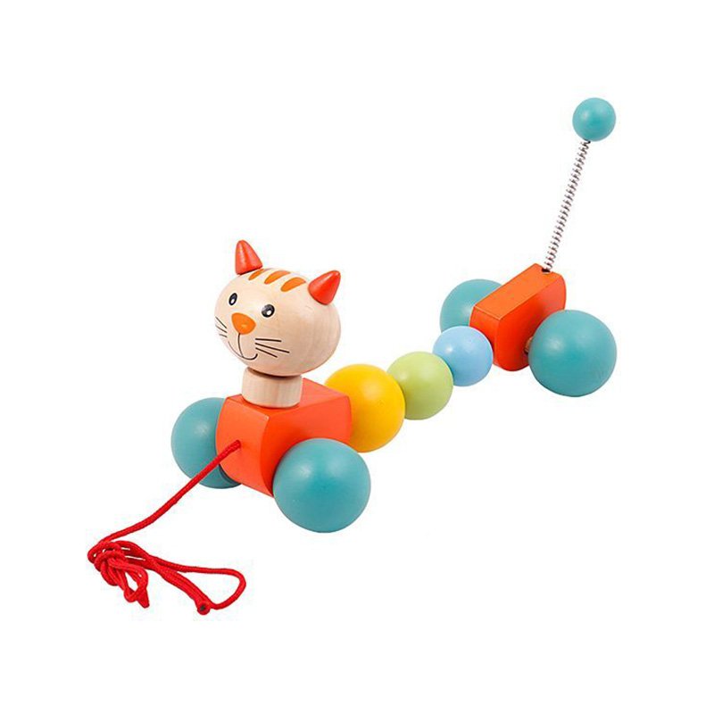 اسباب بازی چوبی گربه چرخ دار فنری کد P/BZ-29-F/B