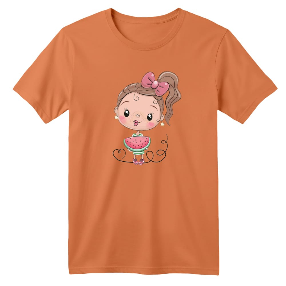 تی شرت آستین کوتاه بچگانه مدل دخترک یلدایی کد  11 رنگ گلبهی