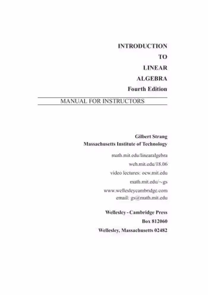 خرید و دانلود نسخه کامل کتاب Introduction to Linear Algebra (  Solutions manual)