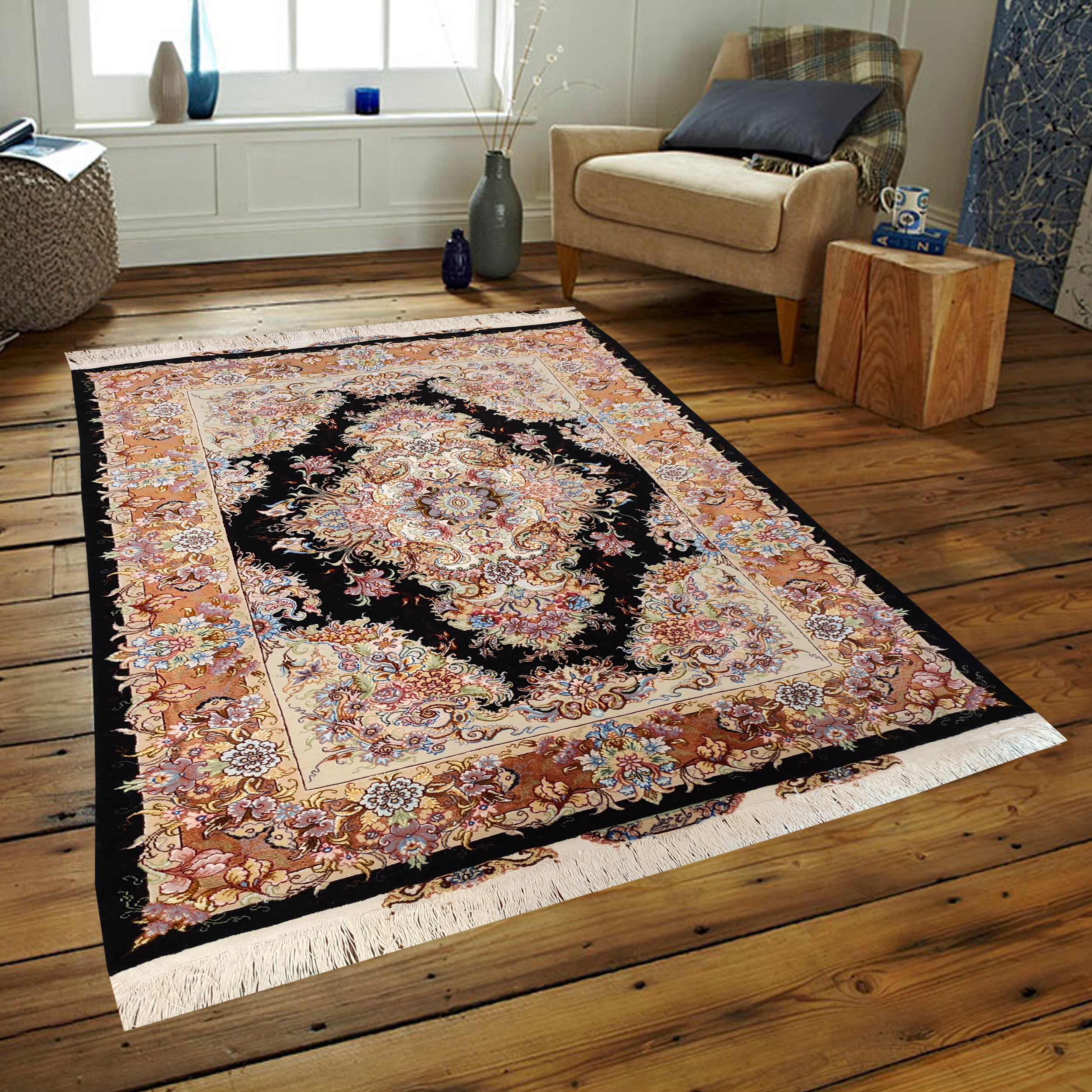 فرش دستبافت دو متری طرح تبریز کد SH 60