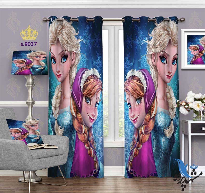 پرده پانچ دخترانه طرح کارتون یخزده کد S9037