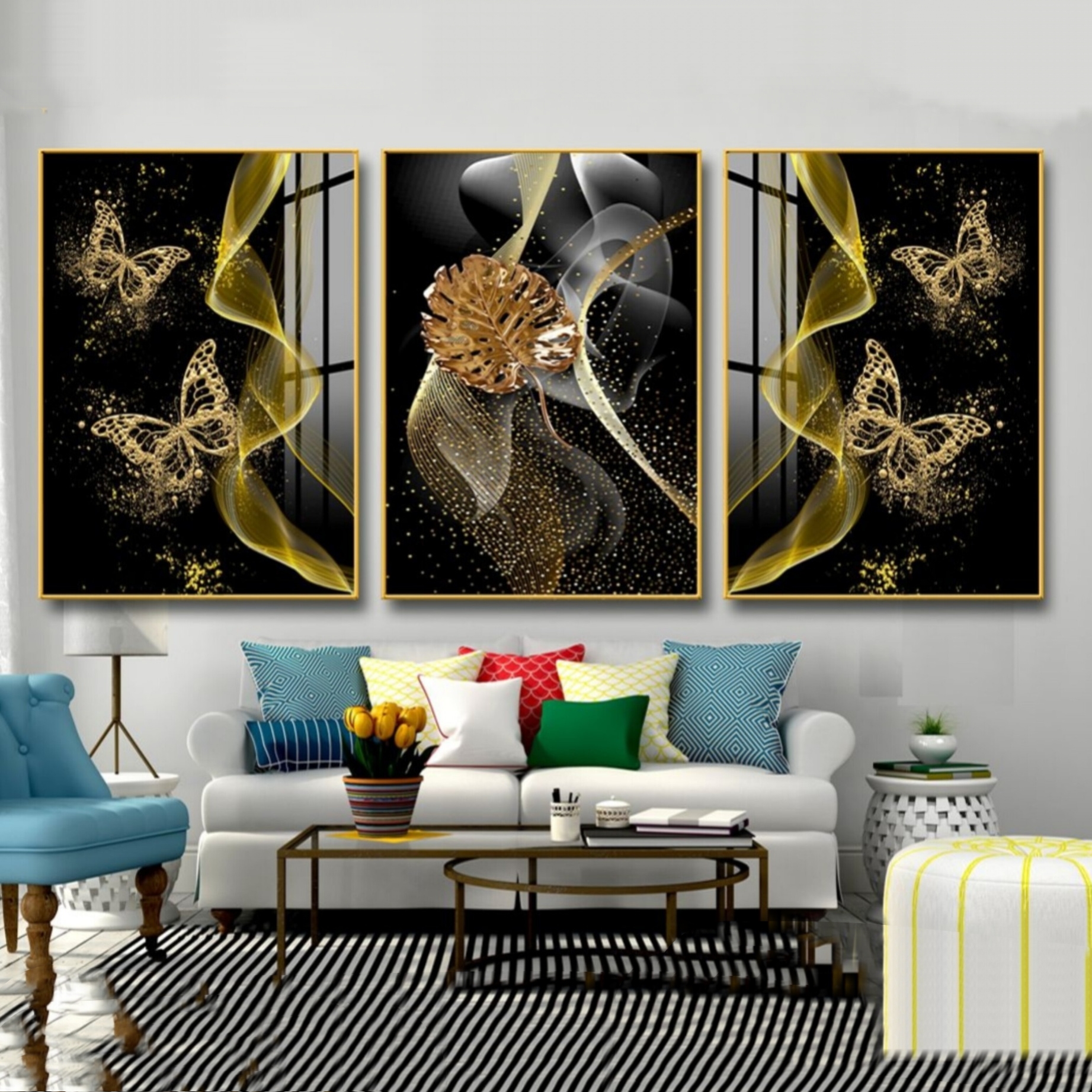 تابلو مدل دکوراتیو کد 4012 مجموعه 3 عددی