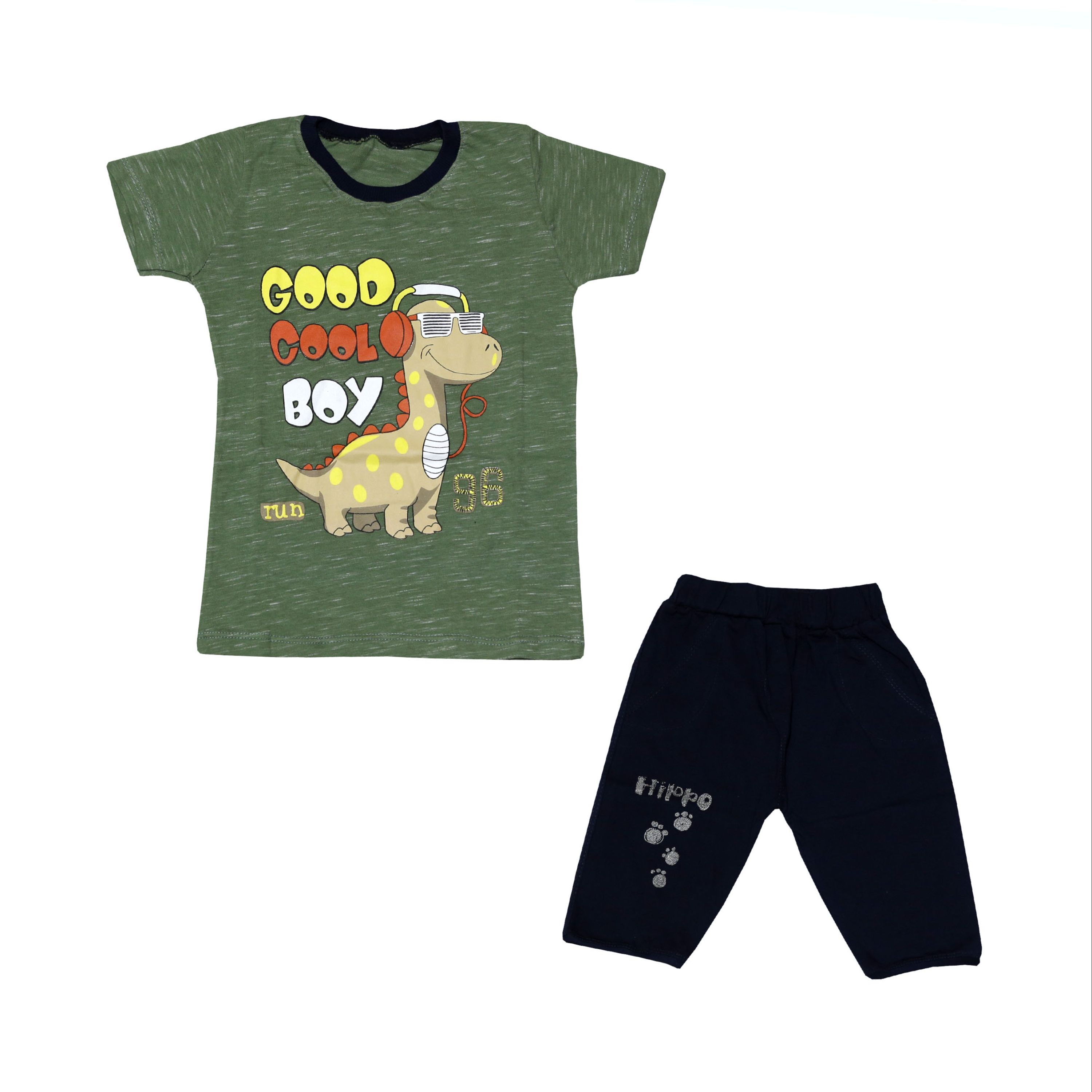 ست تی شرت و شلوارک پسرانه مدل دایناسور 03