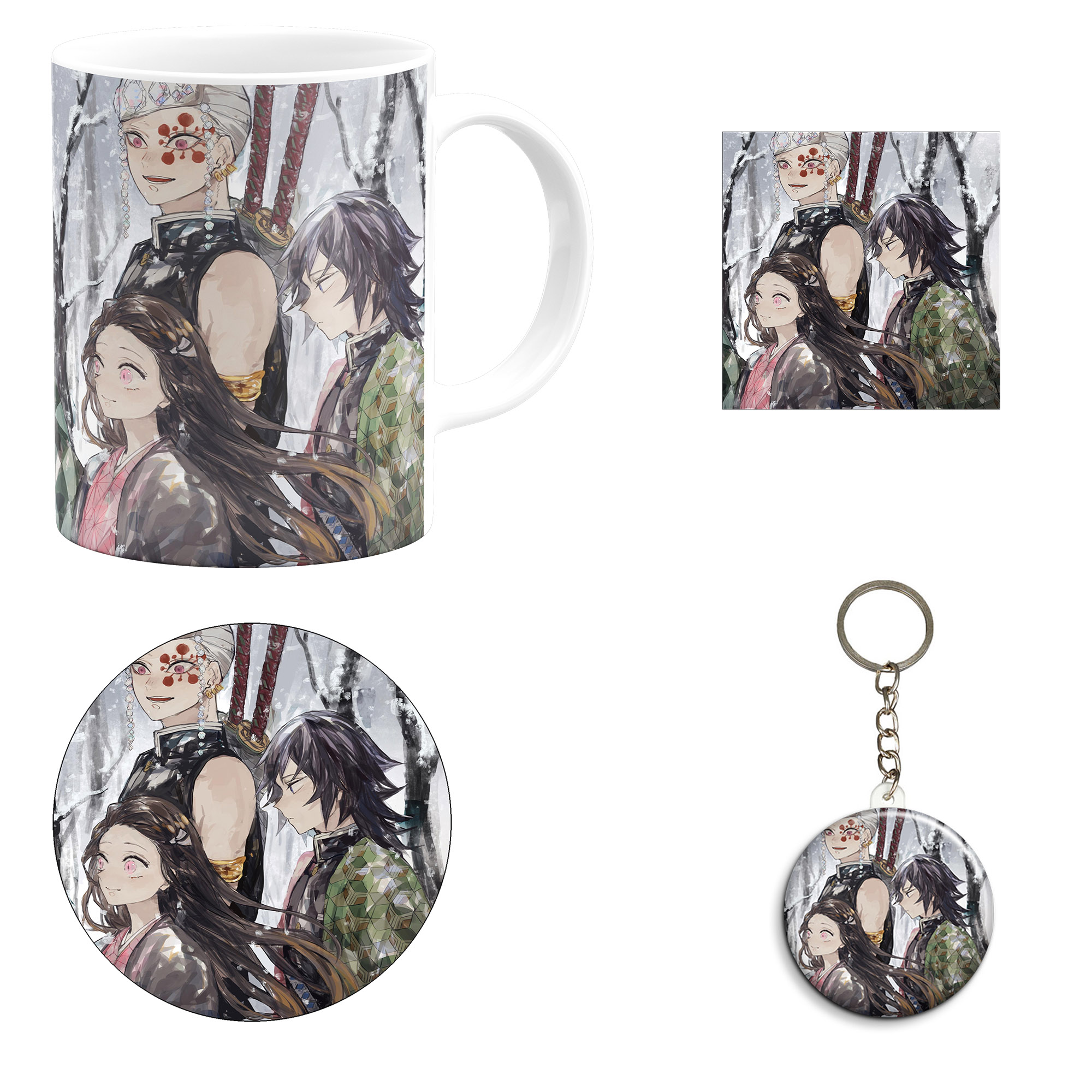 ست هدیه ماگ مدل انیمه شیطان کش طرح demon slayer  kimetsu no yaiba کد M22