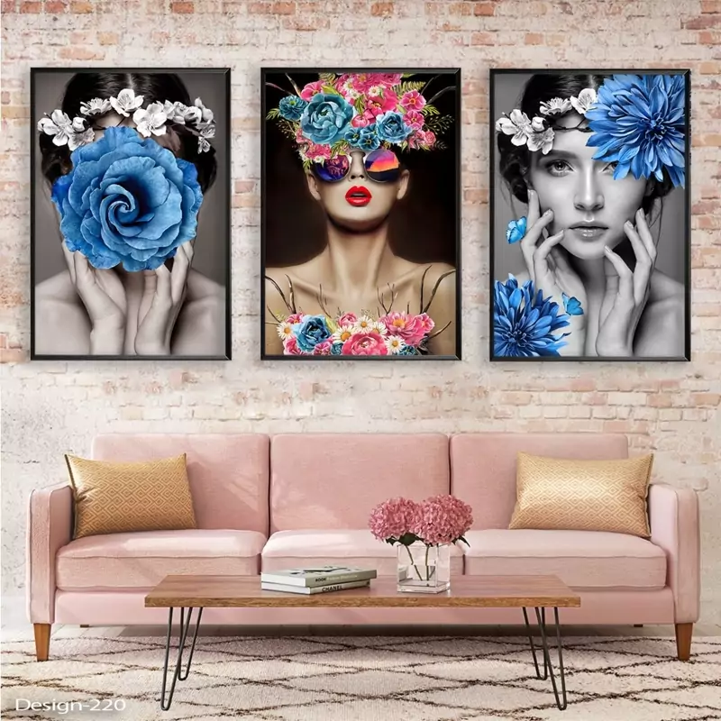 تابلو دکوراتیو  پرتره های  مدرن سه تیکه منظم سه عدد35 در 50 | دنیای قاب