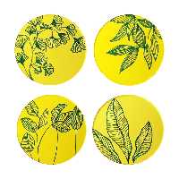 بشقاب دیوارکوب سفالی طرح برگ کد D186 مجموعه 4 عددی