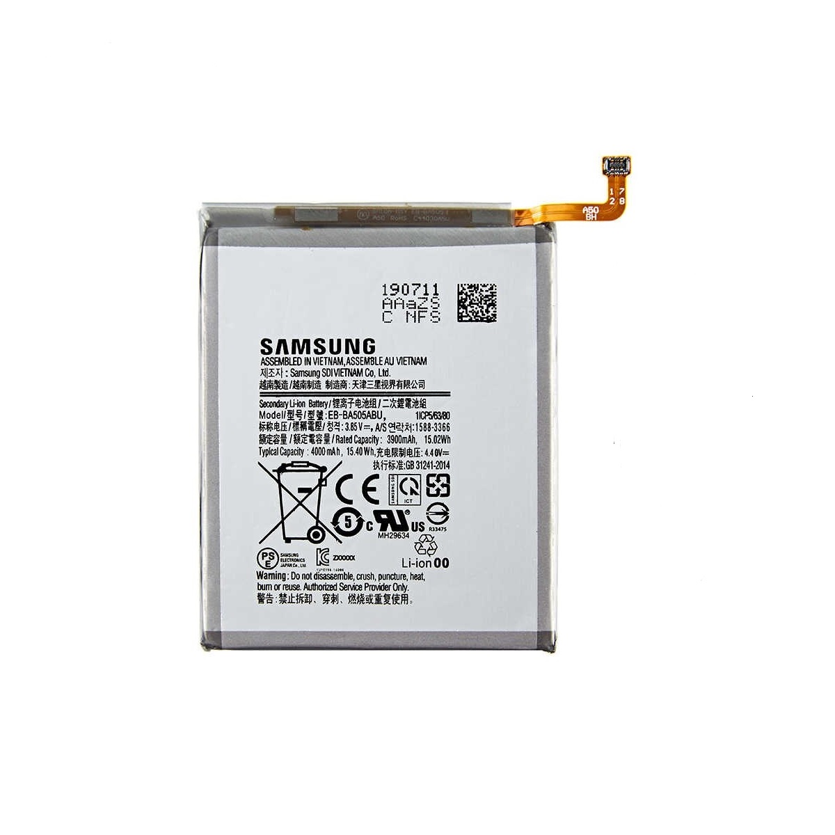 باتری موبایل مدل EB-BA505ABN ظرفیت 4000 میلی آمپر ساعت مناسب برای گوشی موبایل سامسونگ GALAXY A50