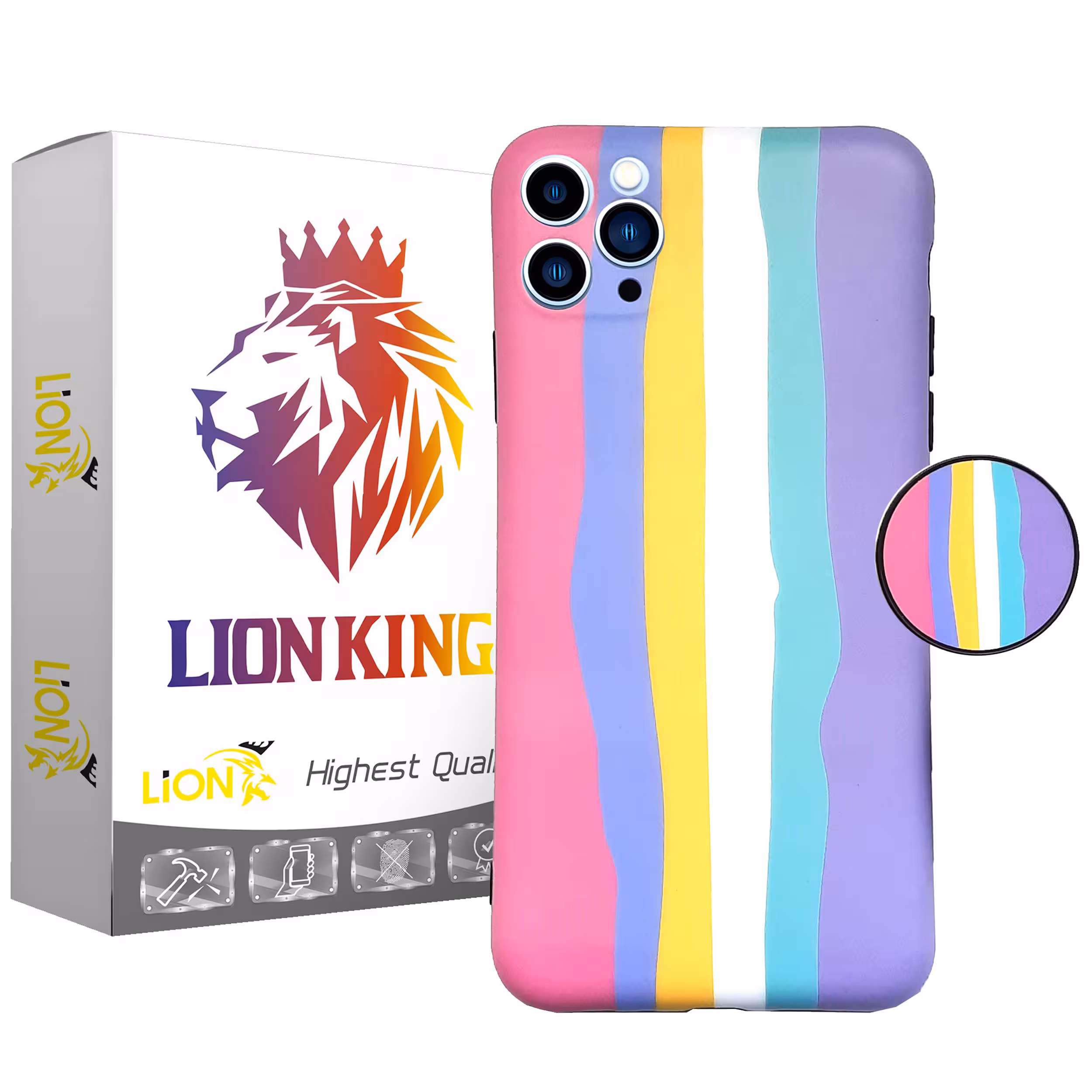 کاور لاین کینگ مدل IMD RANGINKAMAN مناسب برای گوشی موبایل اپل IPhone 13 pro Max به همراه پایه نگهدارنده
