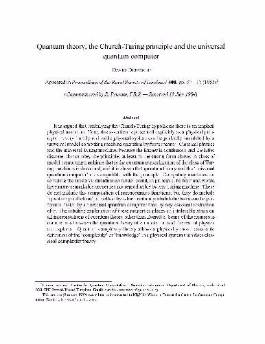 خرید و دانلود نسخه کامل کتاب Quantum Theory. The Church-Turing Principle &amp; Universal Quantum Computer | الی فایل | مرجع خرید و فروش فایل