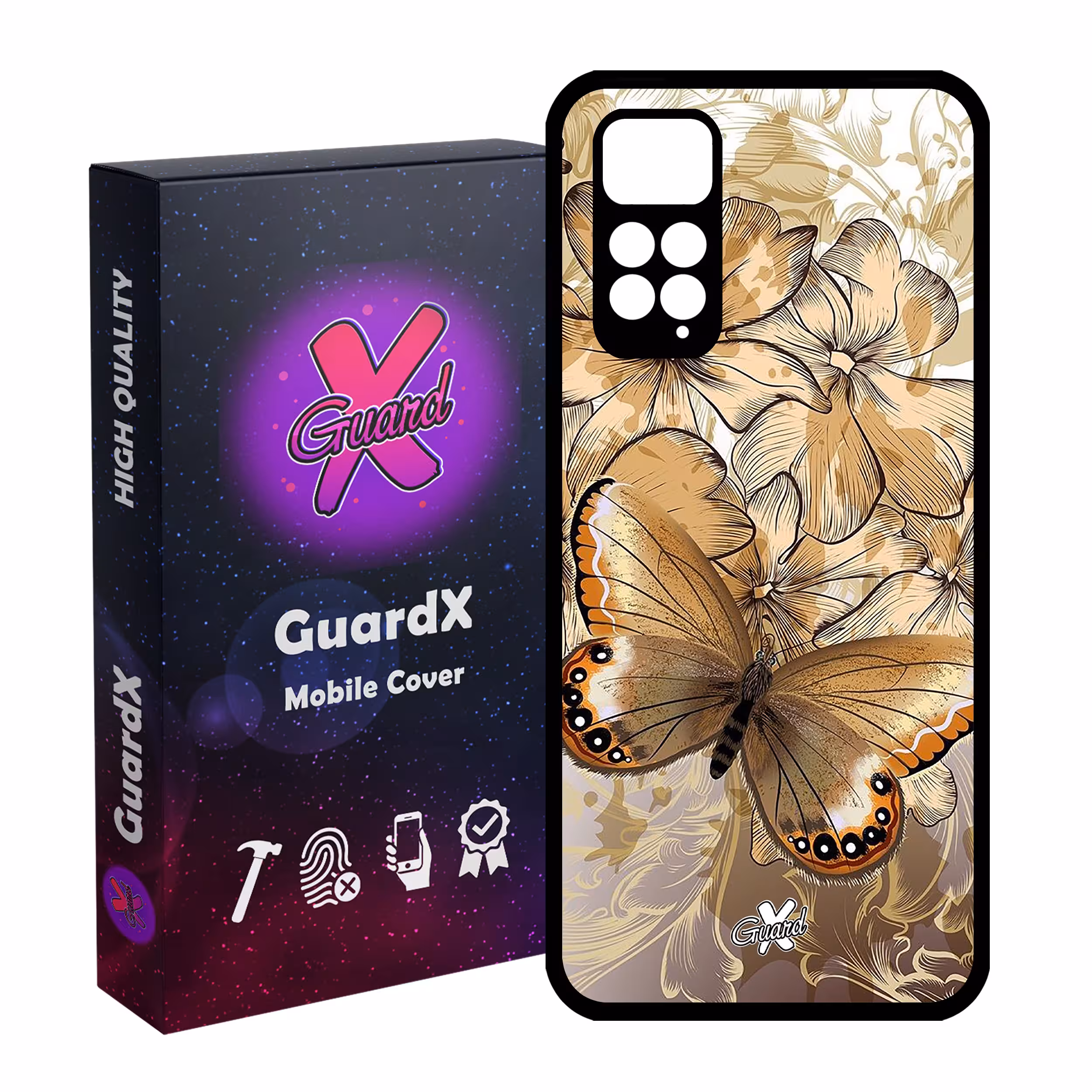 کاور گارد ایکس طرح پروانه مدل Glass10272 مناسب برای گوشی موبایل شیائومی Redmi Note 11S/ Note 11 4G