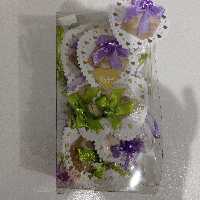 یادبود عروس بسته پنجاه عددی طرح قلب تزیین شده با نگین و پاپیون ساتن 