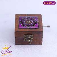 موزیک باکس چوبی طرح گل بنفش | 505/24