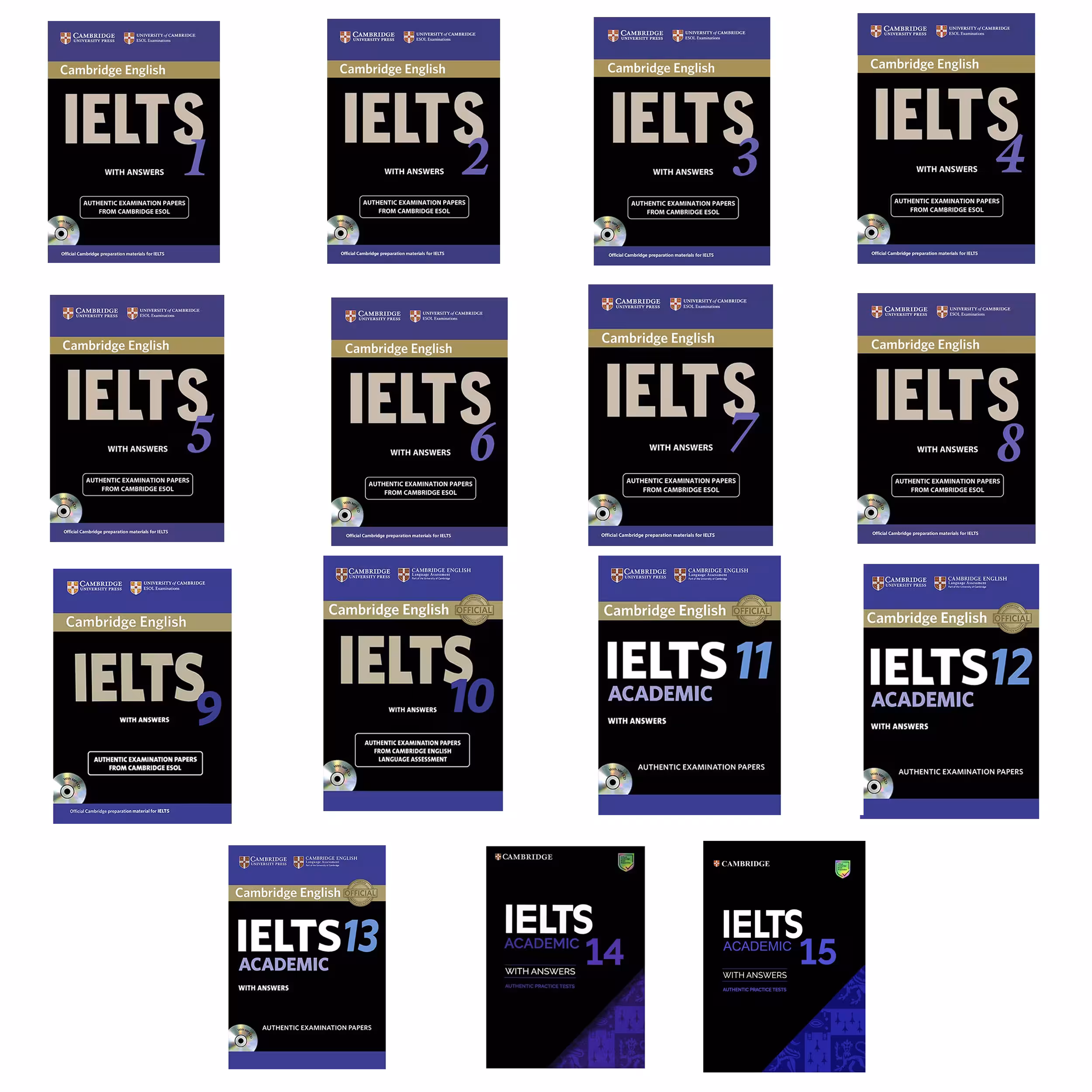 کتاب IELTS CAMBRIDGE اثر جمعی از نویسندگان انتشارات Cambridge پانزده جلدی