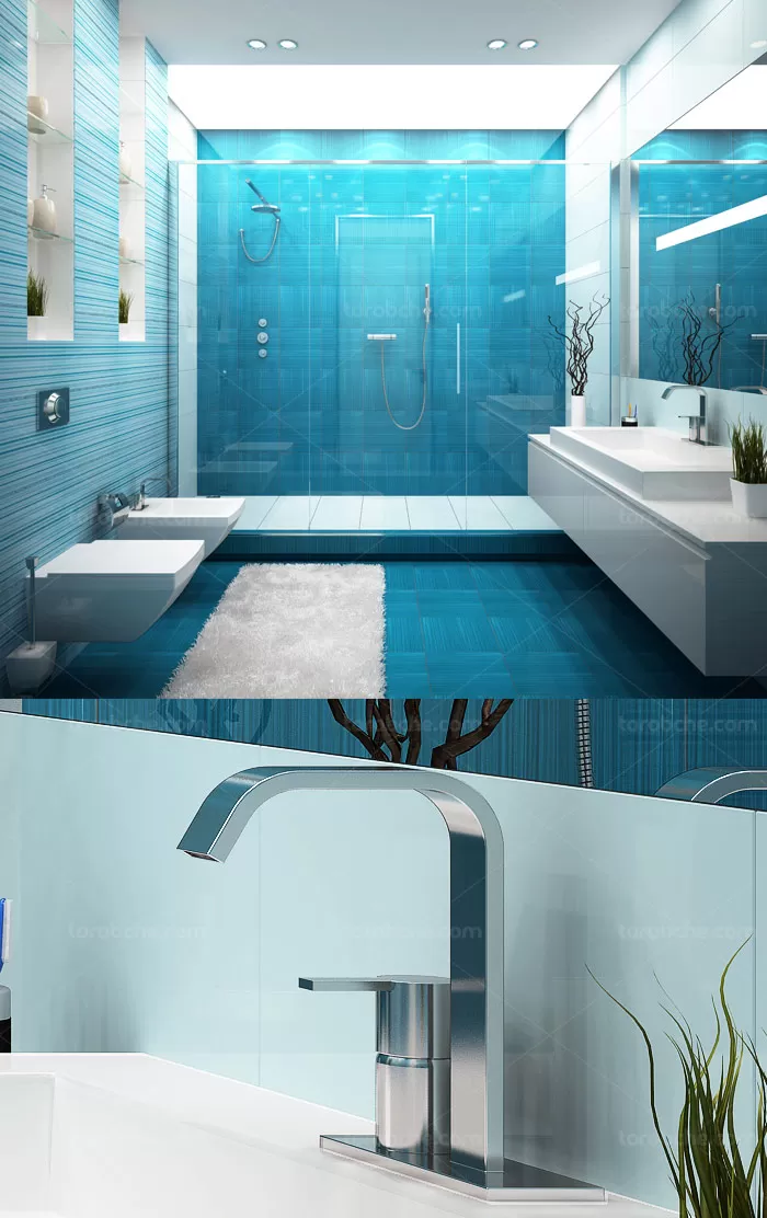 عکس با کیفیت طراحی داخلی سرویس بهداشتی و حمام - گرافیک با طعم تربچه